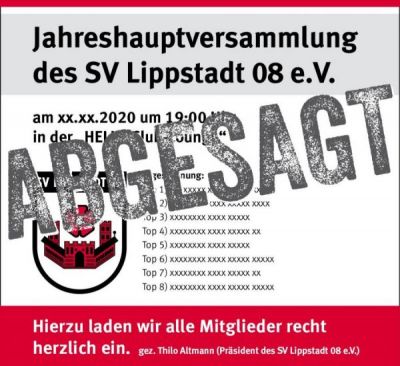 Jahreshauptversammlung 2020 abgesagt